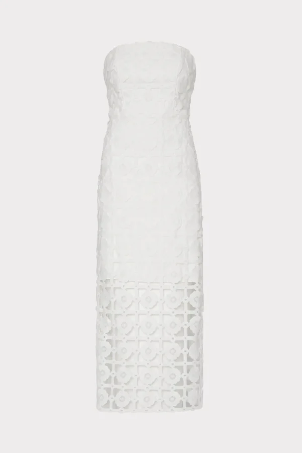 White Dresses-MILLY Kait Tile Lace Dress White