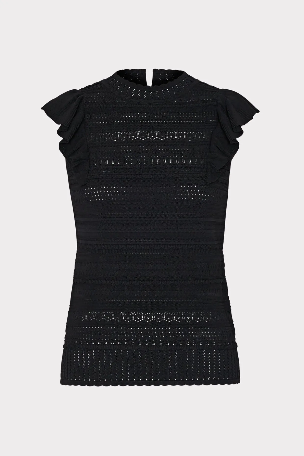 knit_pointelle_flutter_sl_0-1.webp Jumpsuits & Rompers-MILLY Knit Pointelle Flutter Sleeve Top Black