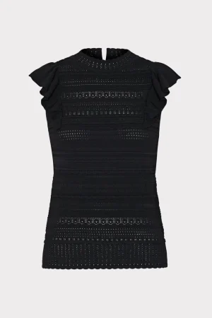 knit_pointelle_flutter_sl_0-5.webp Tops-MILLY Knit Pointelle Flutter Sleeve Top Black