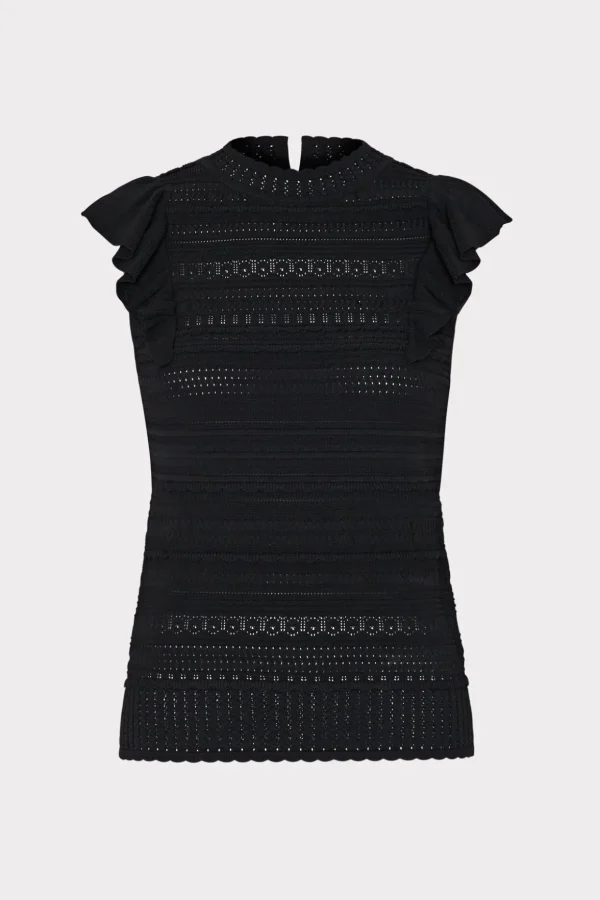 knit_pointelle_flutter_sl_0-5.webp Tops-MILLY Knit Pointelle Flutter Sleeve Top Black