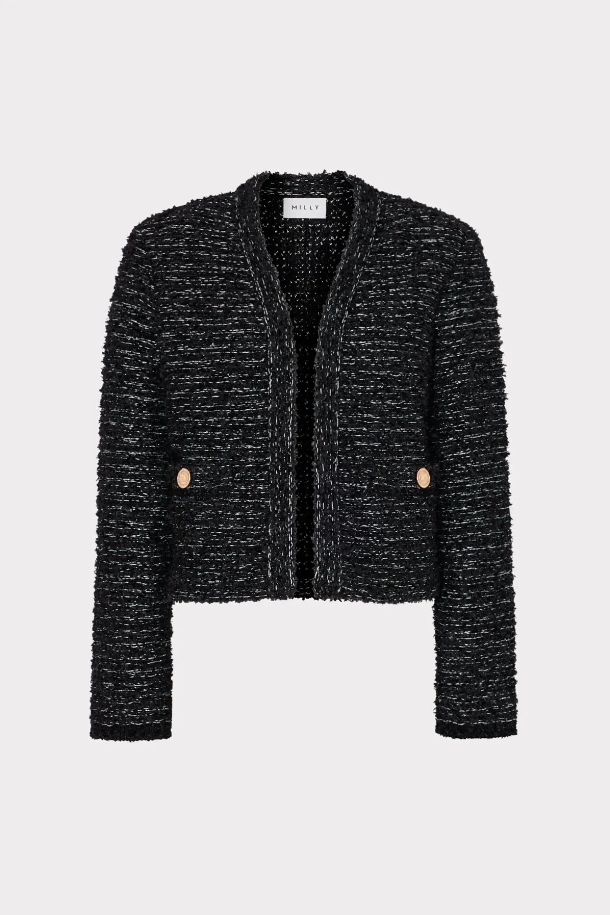 knit_textured_boucle_card_0-4.webp Sweaters & Knits-MILLY Knit Textured Boucle Cardigan Jacket Black Multi