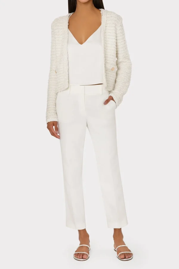 Sweaters & Knits-MILLY Knit Textured Boucle Cardigan Jacket Ecru Multi
