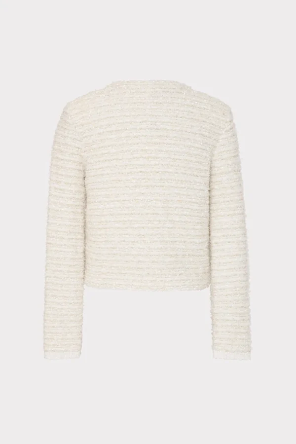 Coats & Jackets-MILLY Knit Textured Boucle Cardigan Jacket Ecru Multi