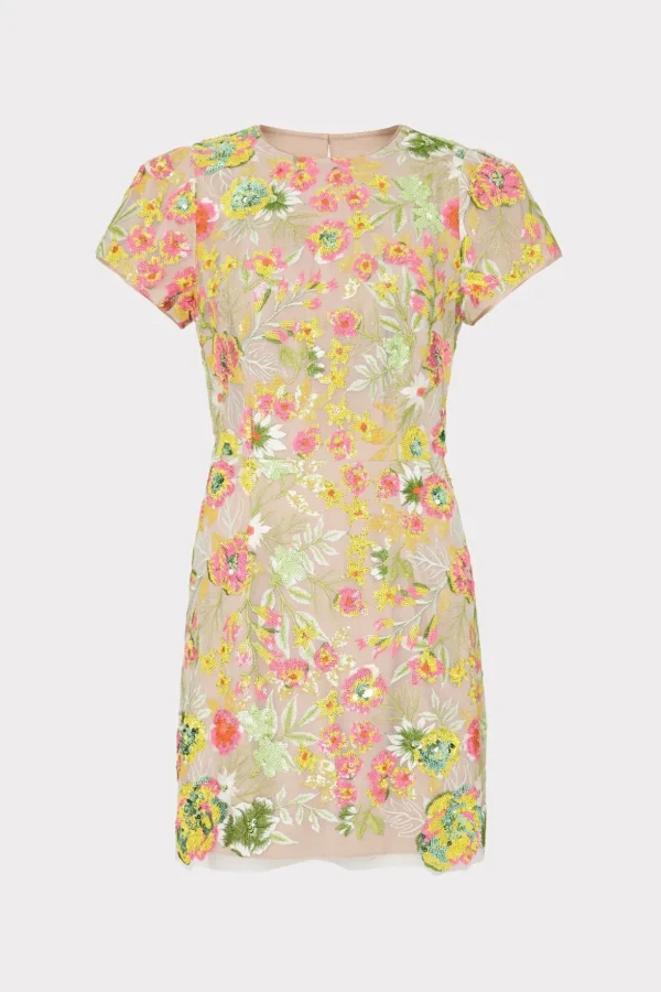 kyla_botanical_petals_seq_0-3.webp Mini Dresses-MILLY Kyla Botanical Petals Sequins Dress Green Multi