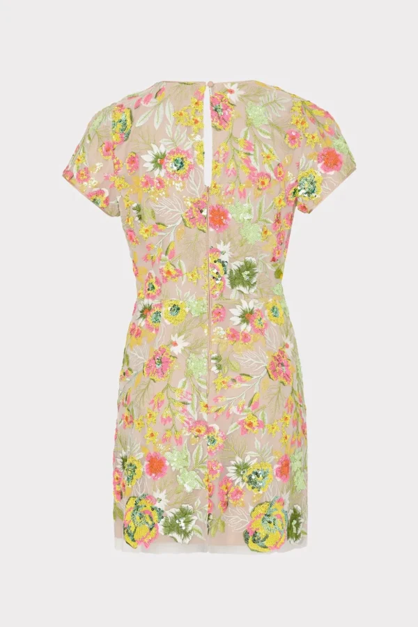 kyla_botanical_petals_seq_3.webp Jumpsuits & Rompers-MILLY Kyla Botanical Petals Sequins Dress Green Multi