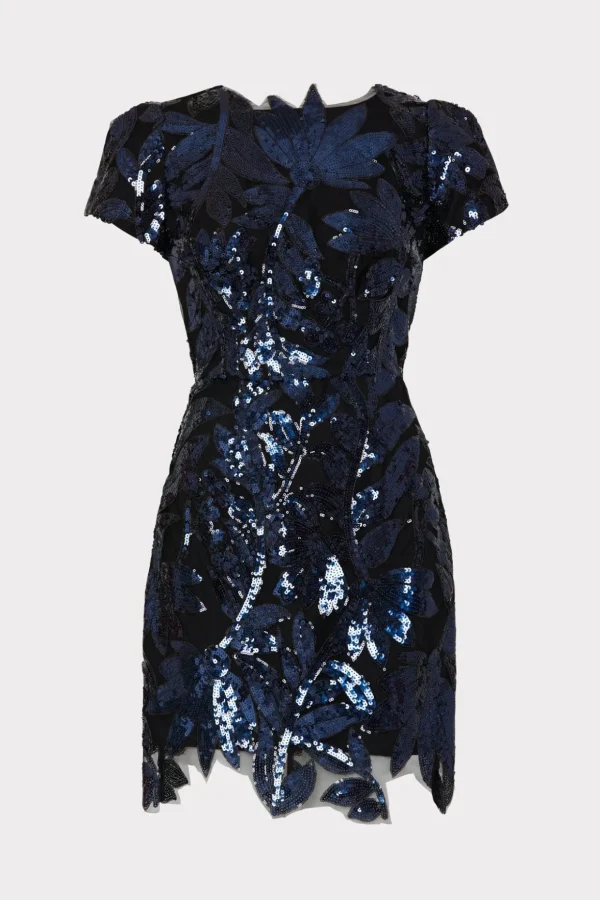 kyla_floral_sequins_dress_0.webp Jumpsuits & Rompers-MILLY Kyla Floral Sequins Dress Navy