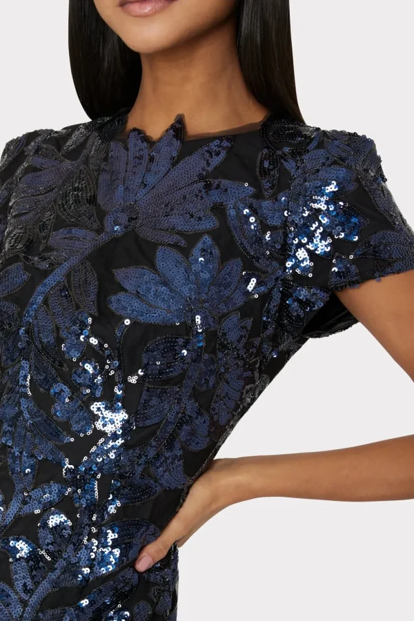 kyla_floral_sequins_dress_2.webp Jumpsuits & Rompers-MILLY Kyla Floral Sequins Dress Navy