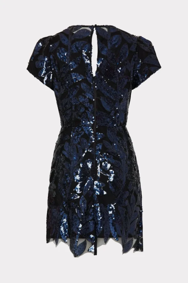 kyla_floral_sequins_dress_3.webp Jumpsuits & Rompers-MILLY Kyla Floral Sequins Dress Navy