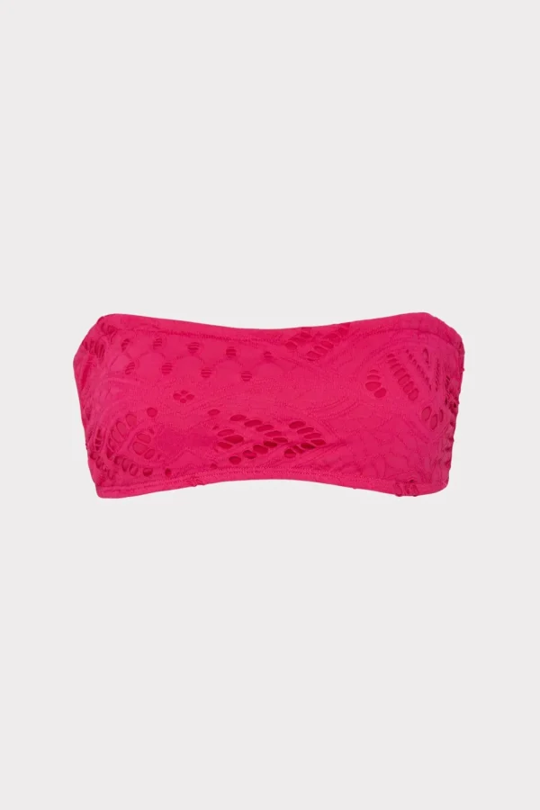 Bikinis-MILLY Lace Eyelet Bandeau Bikini Top Pink