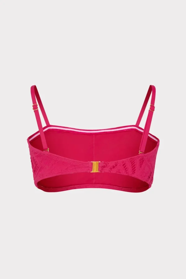 Bikinis-MILLY Lace Eyelet Bandeau Bikini Top Pink