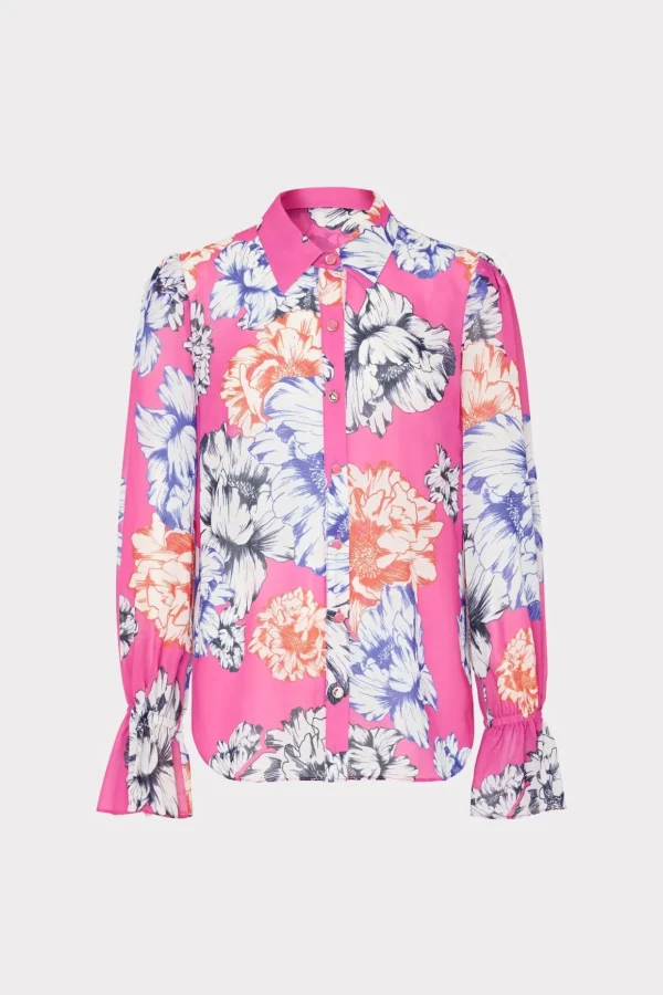 lacey_petals_in_bloom_blo_0-2.webp Jumpsuits & Rompers-MILLY Lacey Petals In Bloom Blouse Pink Multi