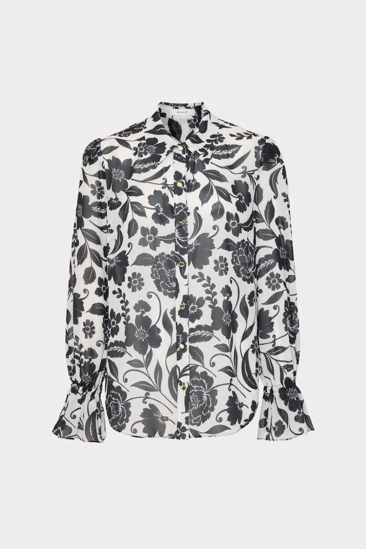Jumpsuits & Rompers-MILLY Lacey Petals In Bloom Blouse Black Multi