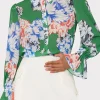 Jumpsuits & Rompers-MILLY Lacey Petals In Bloom Blouse Green Multi