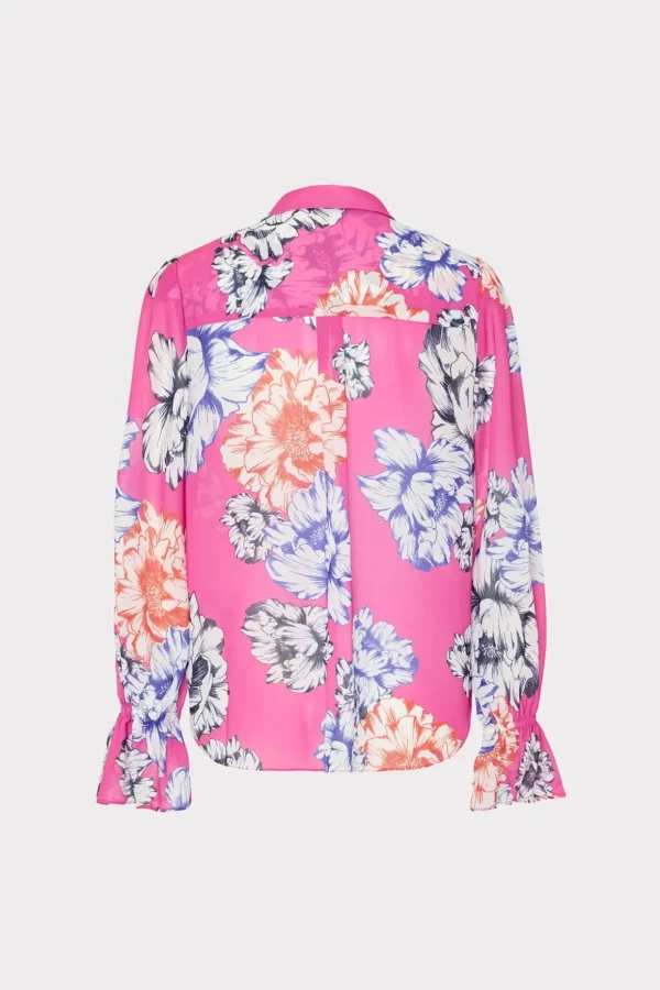 lacey_petals_in_bloom_blo_3-2.webp Jumpsuits & Rompers-MILLY Lacey Petals In Bloom Blouse Pink Multi