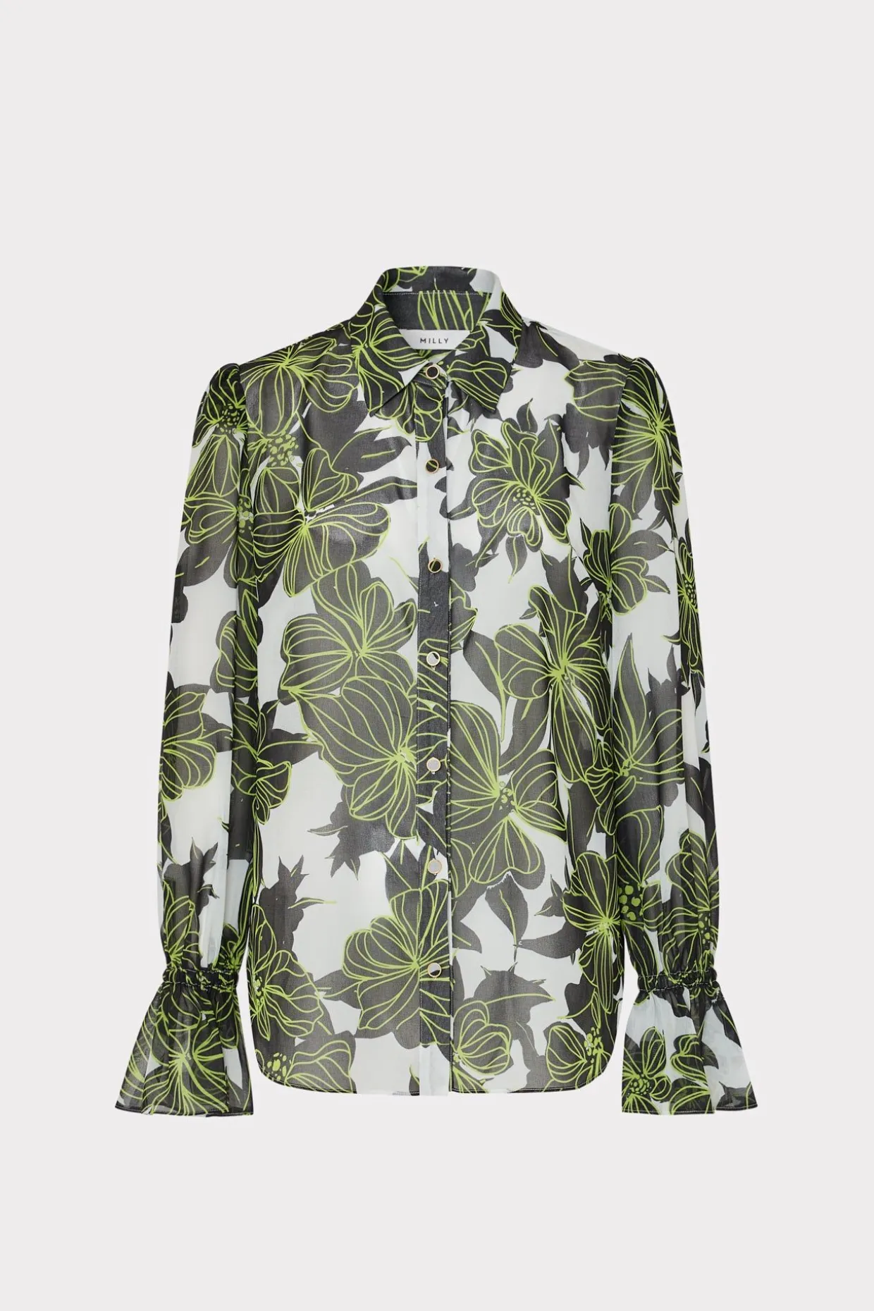 lacey_sea_of_petals_top_0.webp Jumpsuits & Rompers-MILLY Lacey Sea Of Petals Top Chartreuse/Black