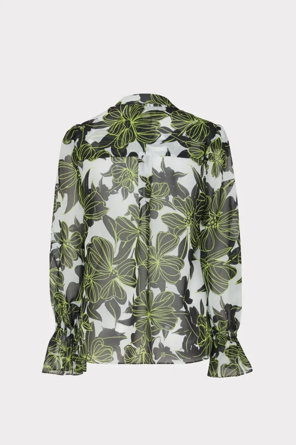 lacey_sea_of_petals_top_3-1.webp Tops-MILLY Lacey Sea Of Petals Top Chartreuse/Black
