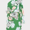 Mini Dresses-MILLY Linden Petals In Bloom Pleated Dress Green Multi
