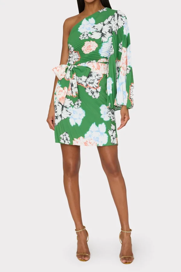 linden_petals_in_bloom_pl_1-4.webp Cocktail Dresses-MILLY Linden Petals In Bloom Pleated Dress Green Multi
