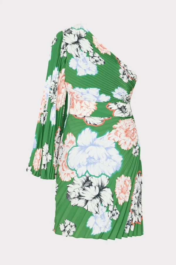 linden_petals_in_bloom_pl_4-2.webp Day Dresses-MILLY Linden Petals In Bloom Pleated Dress Green Multi