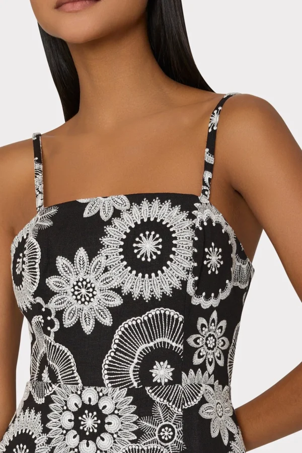 linen_embroidered_dress_2-3.webp Day Dresses-MILLY Linen Embroidered Dress Black/White