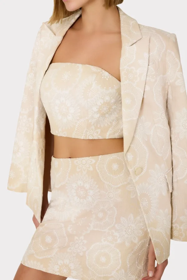 Coats & Jackets-MILLY Linen Embroidered Jacket Natural/Ecru