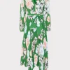 Guest Of Dresses-MILLY Liora Petals In Bloom Pleated Dress Green Multi