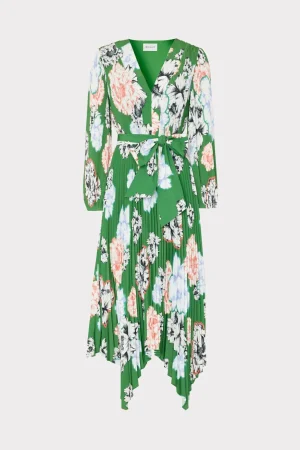 liora_petals_in_bloom_ple_0-4.webp Cocktail Dresses-MILLY Liora Petals In Bloom Pleated Dress Green Multi