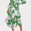 Guest Of Dresses-MILLY Liora Petals In Bloom Pleated Dress Green Multi