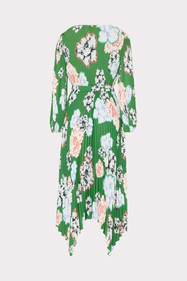 liora_petals_in_bloom_ple_3-2.webp Day Dresses-MILLY Liora Petals In Bloom Pleated Dress Green Multi