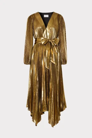 liora_pleated_lame_dress_0-1.webp Maxi Dresses-MILLY Liora Pleated Lame Dress Gold