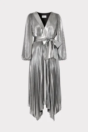 liora_pleated_lame_dress_0.webp Maxi Dresses-MILLY Liora Pleated Lame Dress Silver