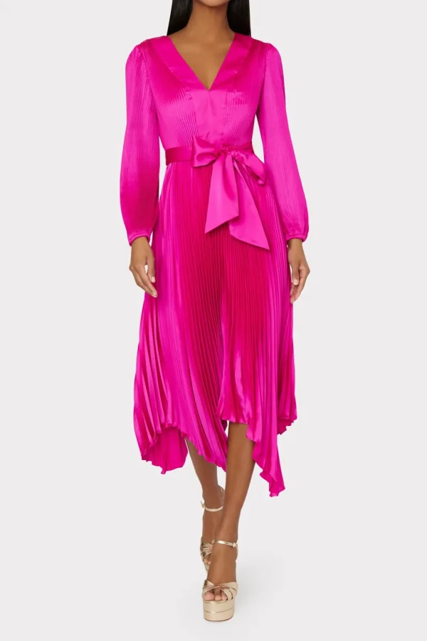 liora_satin_pleated_dress_1-1.webp Maxi Dresses-MILLY Liora Satin Pleated Dress Fuchsia