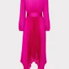 liora_satin_pleated_dress_3.webp Pink Dresses-MILLY Liora Satin Pleated Dress Fuchsia