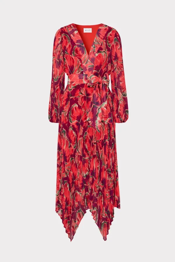 liora_windmill_floral_ple_0-1.webp Guest Of Dresses-MILLY Liora Windmill Floral Pleated Dress Red Multi