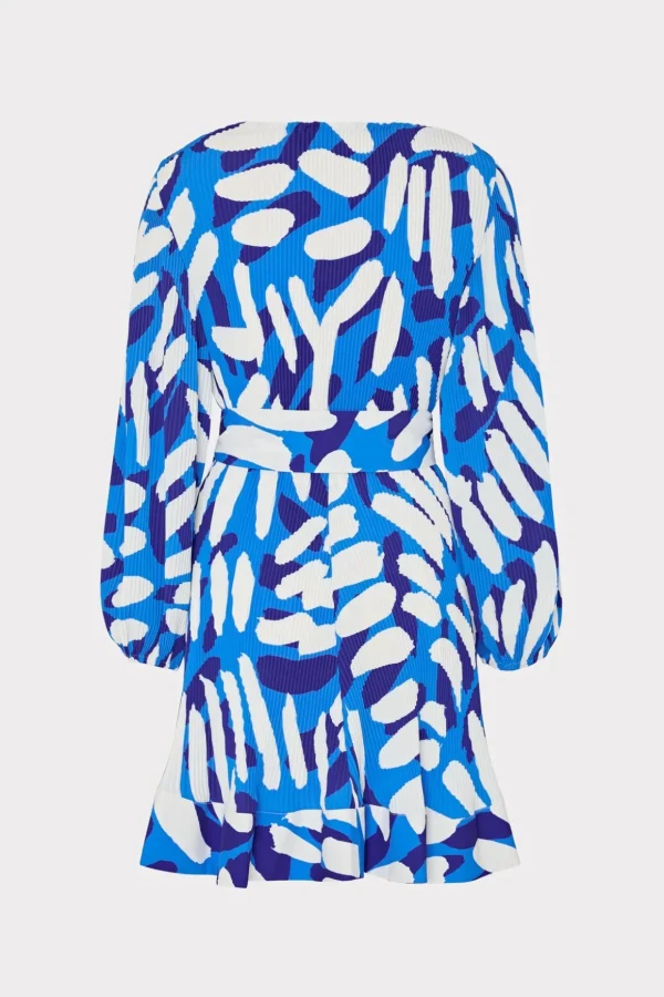 liv_brushstroke_pleated_d_3-1.webp Mini Dresses-MILLY Liv Brushstroke Pleated Dress Blue Multi