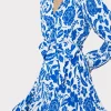 Day Dresses-MILLY Liv Flowers Of Spain Pleated Dress Blue/White