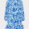 Day Dresses-MILLY Liv Flowers Of Spain Pleated Dress Blue/White