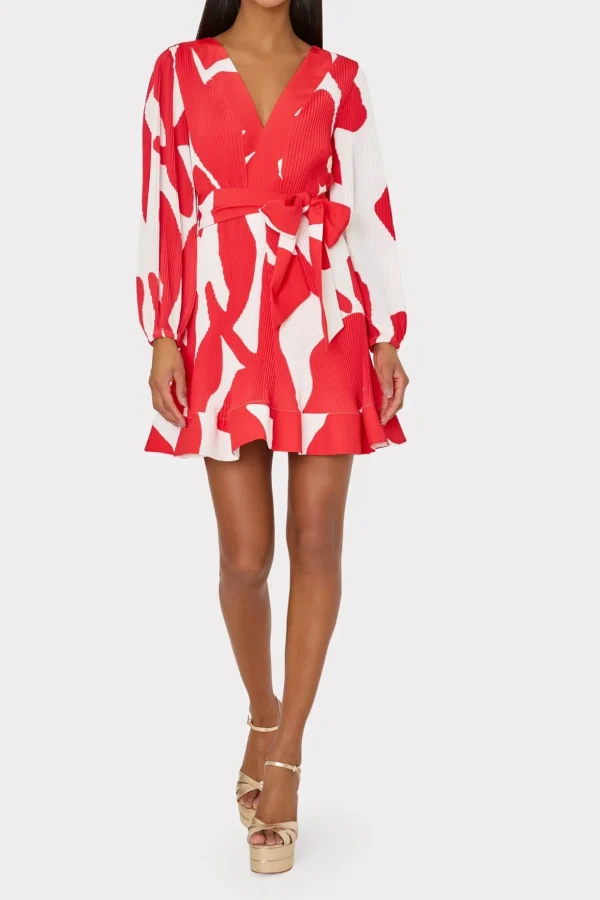 liv_grand_foliage_pleated_1.webp Jumpsuits & Rompers-MILLY Liv Grand Foliage Pleated Dress Red/White