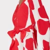 Day Dresses-MILLY Liv Grand Foliage Pleated Dress Red/White