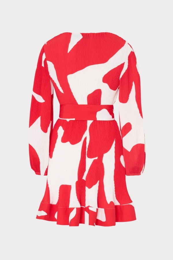 liv_grand_foliage_pleated_3.webp Jumpsuits & Rompers-MILLY Liv Grand Foliage Pleated Dress Red/White