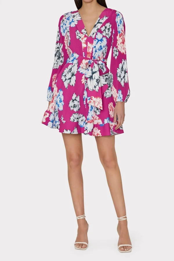 liv_petals_in_bloom_pleat_1.webp Jumpsuits & Rompers-MILLY Liv Petals In Bloom Pleated Dress Pink Multi