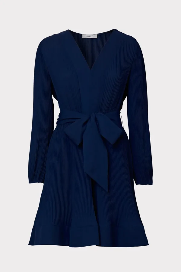 Jumpsuits & Rompers-MILLY Liv Pleated Dress Navy