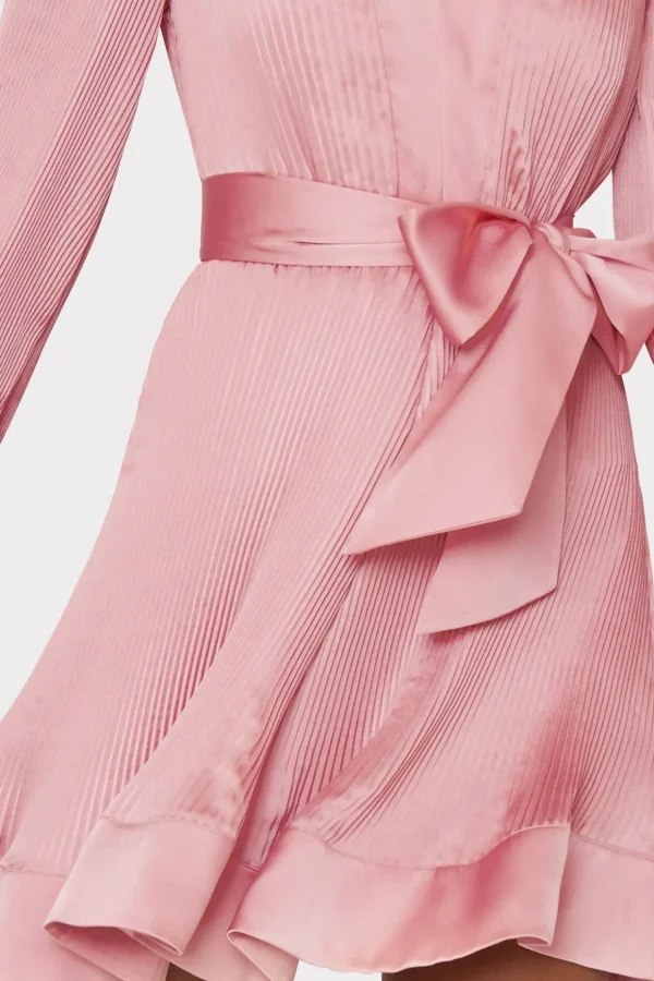 liv_satin_pleated_dress_2.webp Pink Dresses-MILLY Liv Satin Pleated Dress Rose Gold