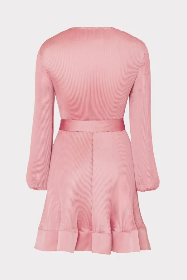 liv_satin_pleated_dress_3.webp Pink Dresses-MILLY Liv Satin Pleated Dress Rose Gold