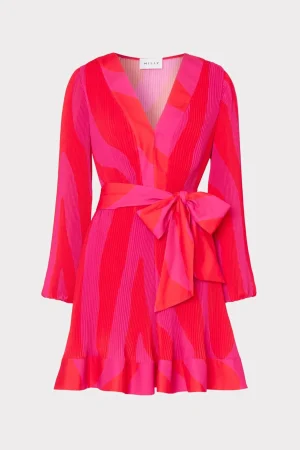 liv_zebra_pleated_dress_0-1.webp Day Dresses-MILLY Liv Zebra Pleated Dress Milly Pink Multi