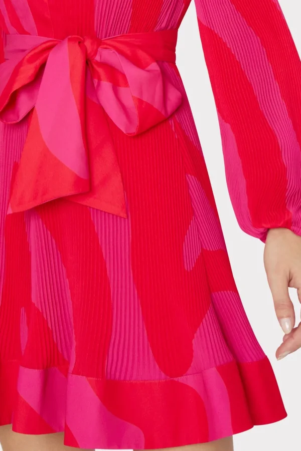 liv_zebra_pleated_dress_2.webp Jumpsuits & Rompers-MILLY Liv Zebra Pleated Dress Milly Pink Multi