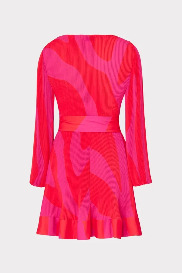 liv_zebra_pleated_dress_3-3.webp Cocktail Dresses-MILLY Liv Zebra Pleated Dress Milly Pink Multi