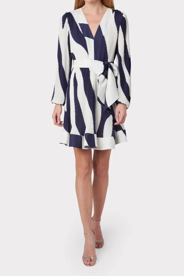 Cocktail Dresses-MILLY Liv Zebra Print Dress Navy/Ecru