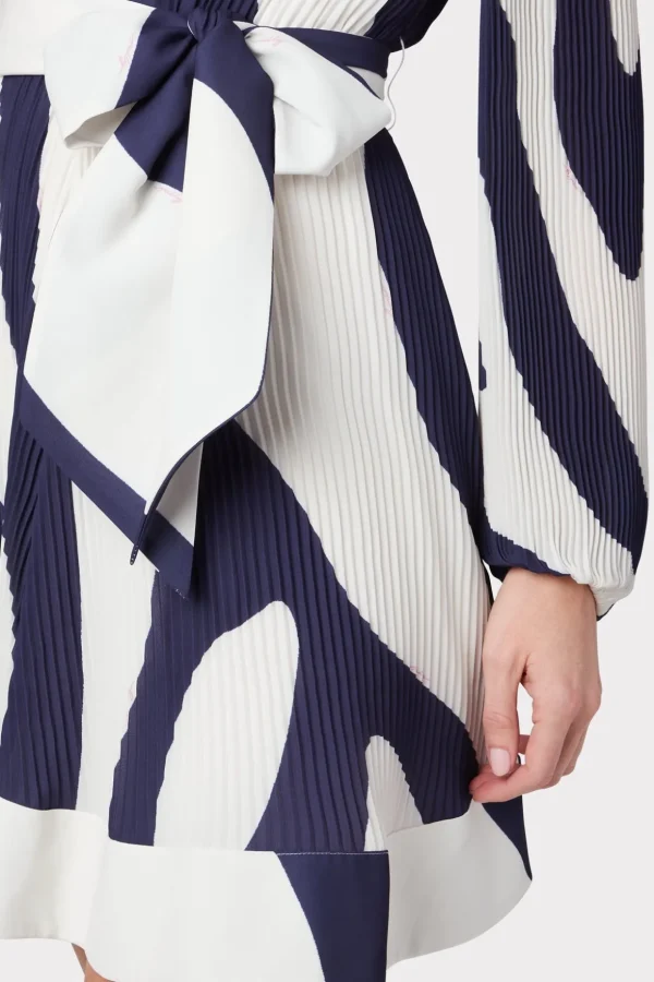 Cocktail Dresses-MILLY Liv Zebra Print Dress Navy/Ecru