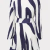 Cocktail Dresses-MILLY Liv Zebra Print Dress Navy/Ecru